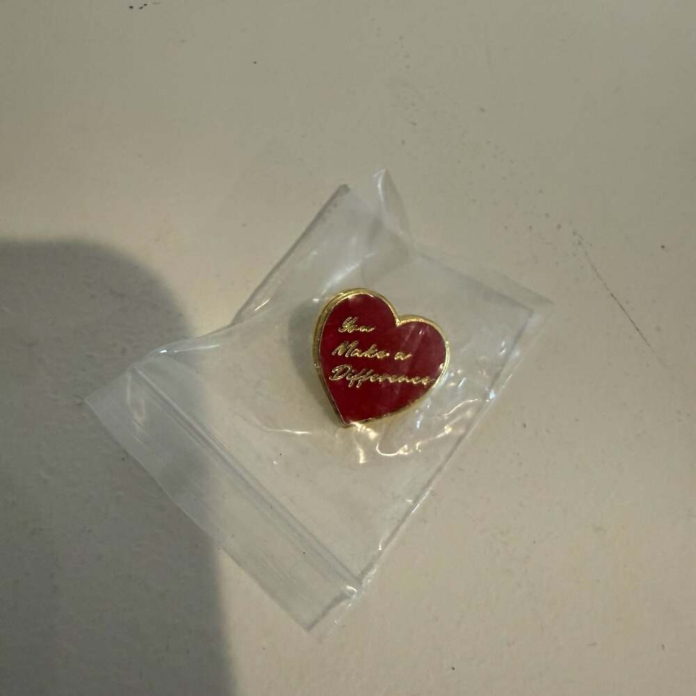 You Make A Difference Red Heart Shape Lapel Pin